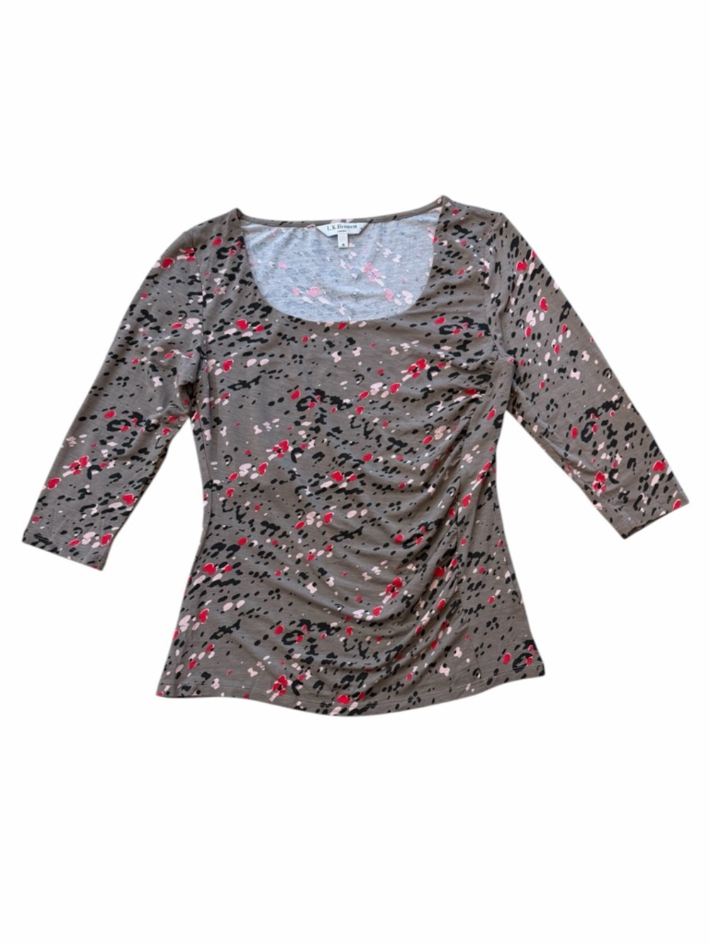LK Bennett Multicolor Paint Splatter Pattern Ruched Side Top